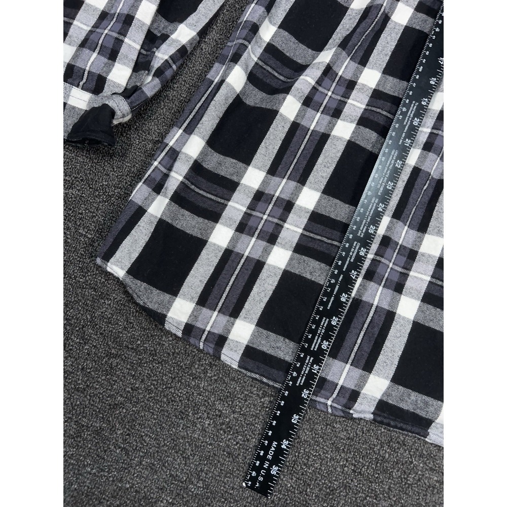 Vintage Five Brother Flannel Shirt Large Tall Black Plaid Heavyweight Sanforized - Picture 6 of 7